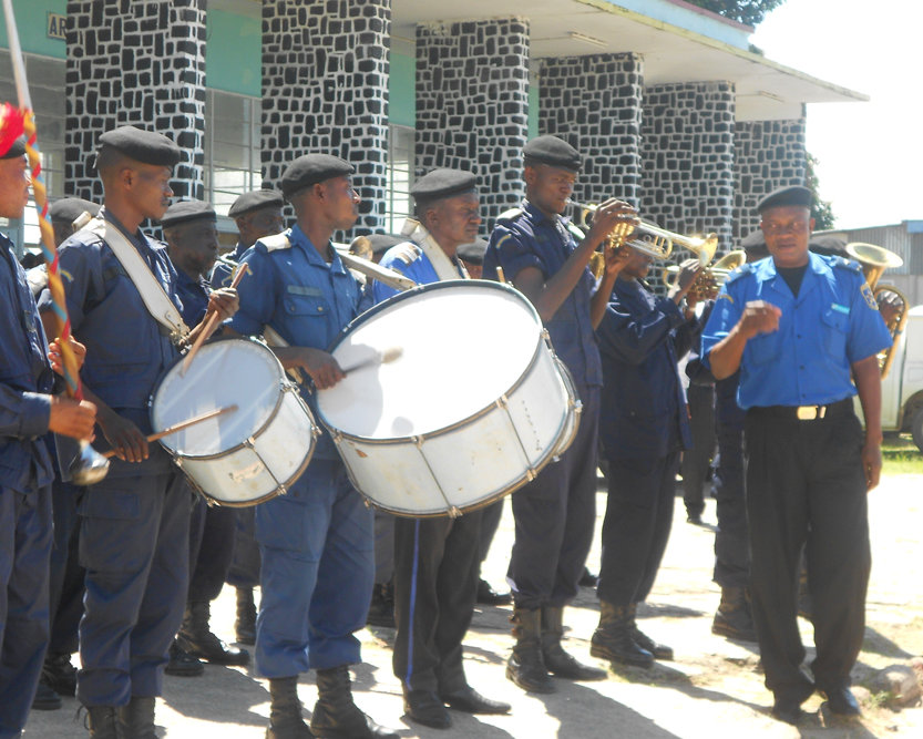 The police department marching band honored the arriving Volunteer Ministers with a musical salute.
