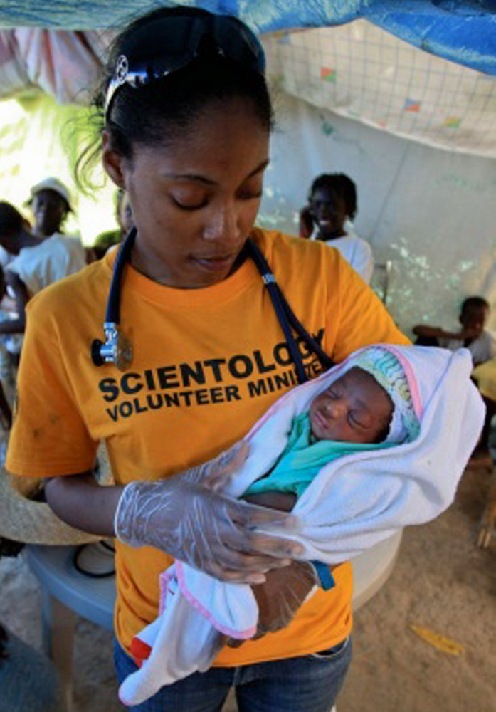 Hundreds of Volunteer Ministers from around the world helped with any needed task after the 2010 Haiti earthquake, from organizing supplies and distributing food to caring for newborn babies.