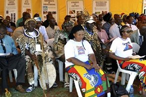 Traditional African kings and chiefs watched the event from the Volunteer Ministers tent.